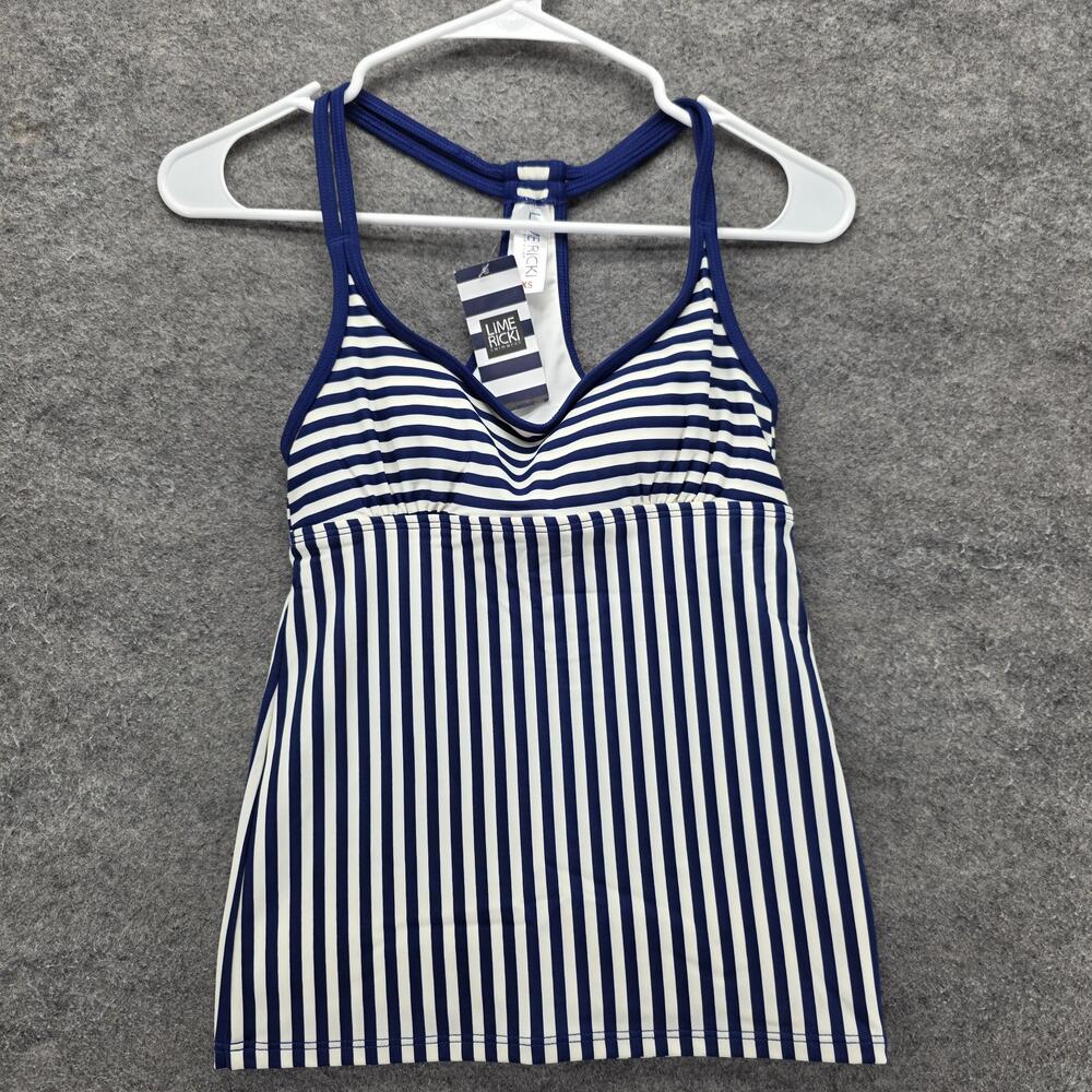 Lime Ricki Tankini Womens XS Blue Striped Lined Built-In Bra Racerback Swimwear